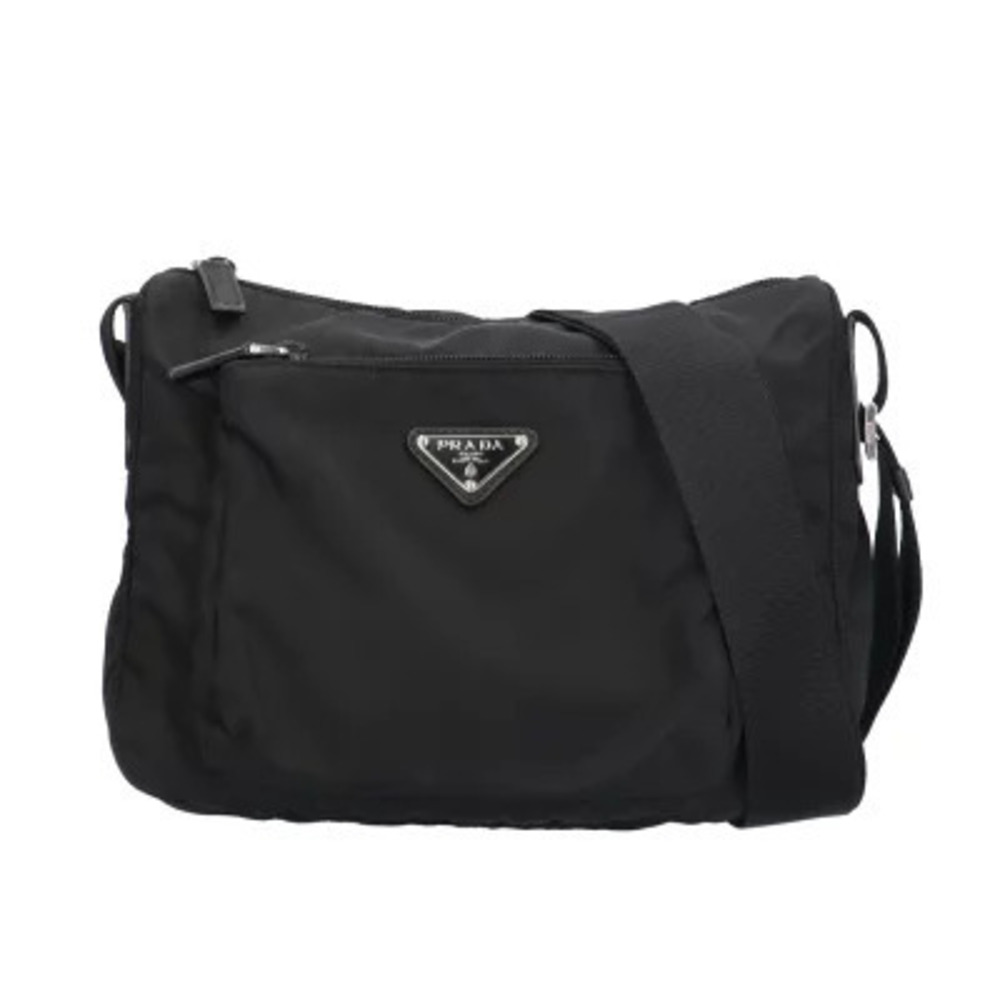Prada Tessuto Saffiano Leather Shoulder Bag Black